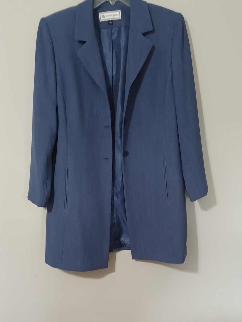 TRAVIS Ayers  Blue Single-Breasted Career Long Blazer. Size 12. NWOT